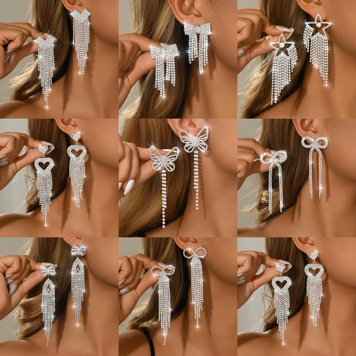 Европейские и американские элитные серьги-подвески в форме сердца с бантом, модные и элегантные свадебные серьги с кристаллами.