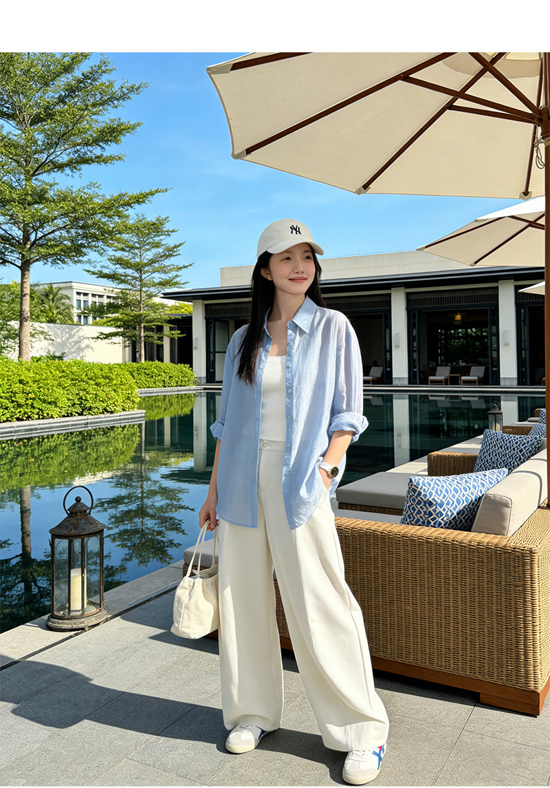 Quần ống rộng cạp cao dáng suông chất liệu cotton mềm mại — đen chi tiết 16
