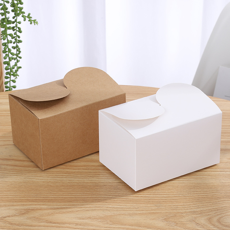 Simple par plegable caja de pastelería de color caqui tarjeta blanca papel kraft turrón caramelo galleta caja de internet celebridad caja de embalaje de alimentos