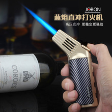 JOBON中邦直冲打火机 新款个性艾草烘焙蓝焰充气金属雪茄打火机