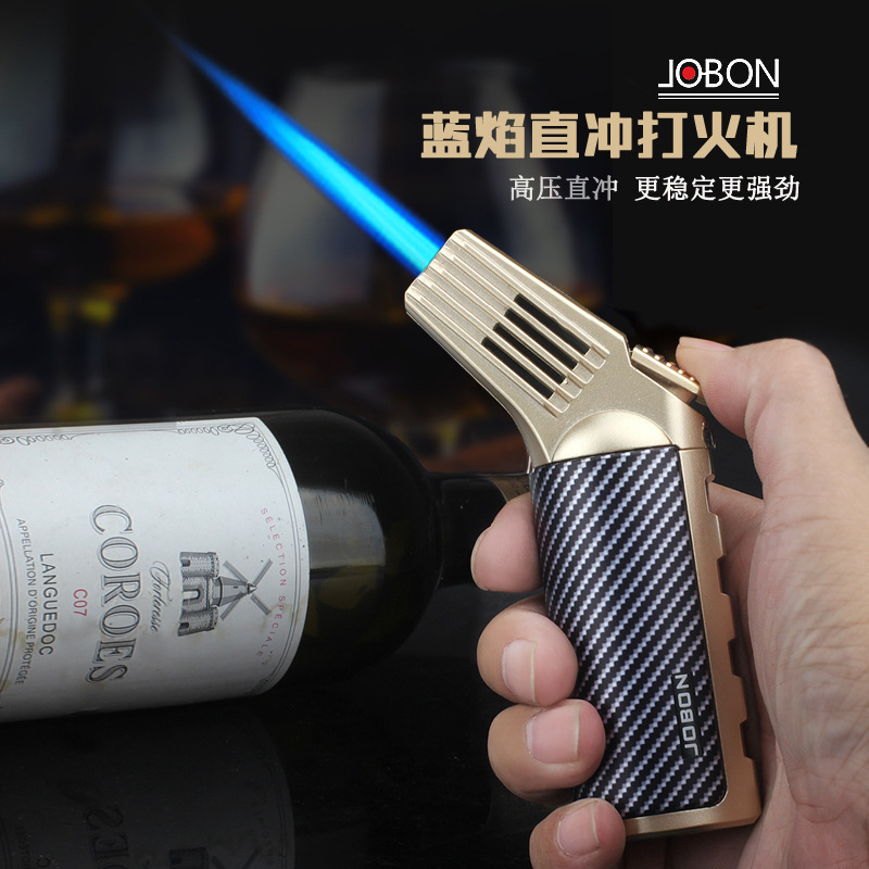 Jobon中邦直冲ライターの新型個性的な艾草焙煎青い炎の空気入れ金属シガーライター|undefined