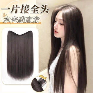 假发片女长发一片式包边无痕隐形增发量蓬松U型贴片黑长直接发片