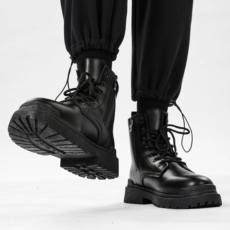Martens, высокие ботинки на платформе из черной кожи, мужские туфли английского стиля, осень