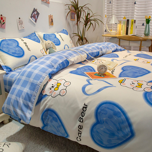 Manufacturer wholesale bedding four-piece set washed cotton women's single-piece quilt cover student dormitory quilt three-piece set on behalf of
