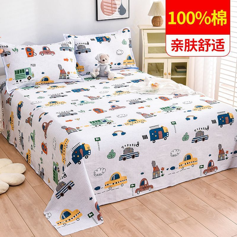 Algodón 100% algodón sábana de una pieza niña linda funda de cama de dibujos animados gruesa funda de almohada de tres piezas conejo