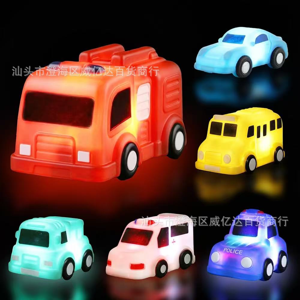 Cross-border best-selling non-porous bath light toy, children's bathroom touch-activated light-up fire truck set