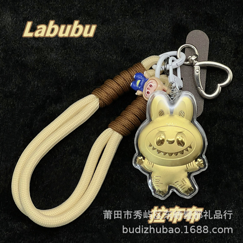 Shuibeitong 純金バブルマート LABUBU 漫画携帯電話チェーンロープペンダントラブブキーホルダーペンダント|undefined