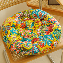 办公室椅子靠垫双面透气棉麻坐垫民族风圆形家用学生榻榻米地板垫