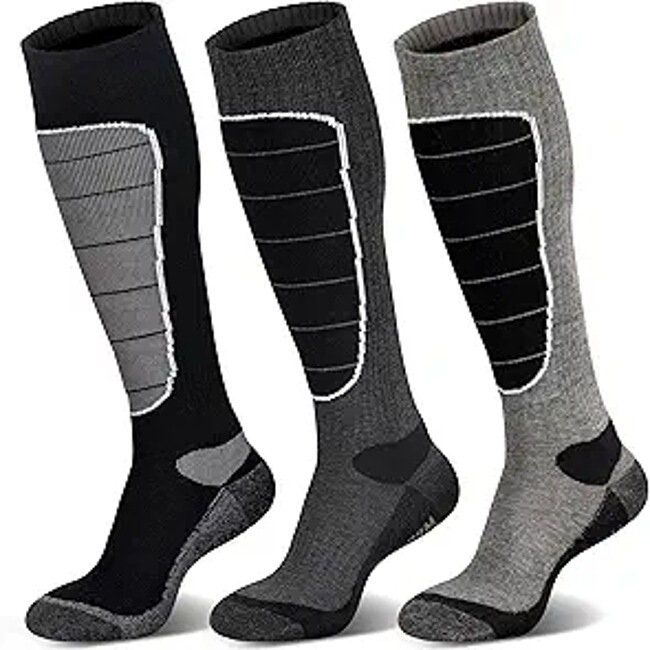 Merino Wool Ski Socks, Cold Weather Socks Suitable for Skiing and Snowboarding, Winter Thermal Knee-High Socks