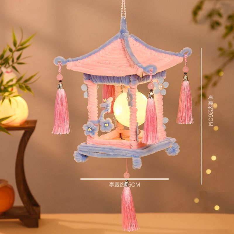 中秋节花灯小凉亭扭扭棒手工diy材料包手提古风灯笼氛围道具拍照|undefined
