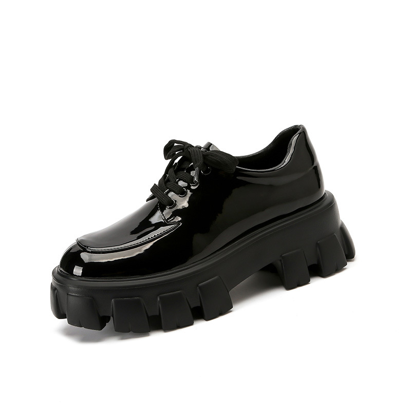 2024 nuovo Liu Wen lo stesso muffin fondo spesso piccole scarpe in pelle femminile stile britannico intensificato JK scarpe singole in pelle uniforme_voghion.com