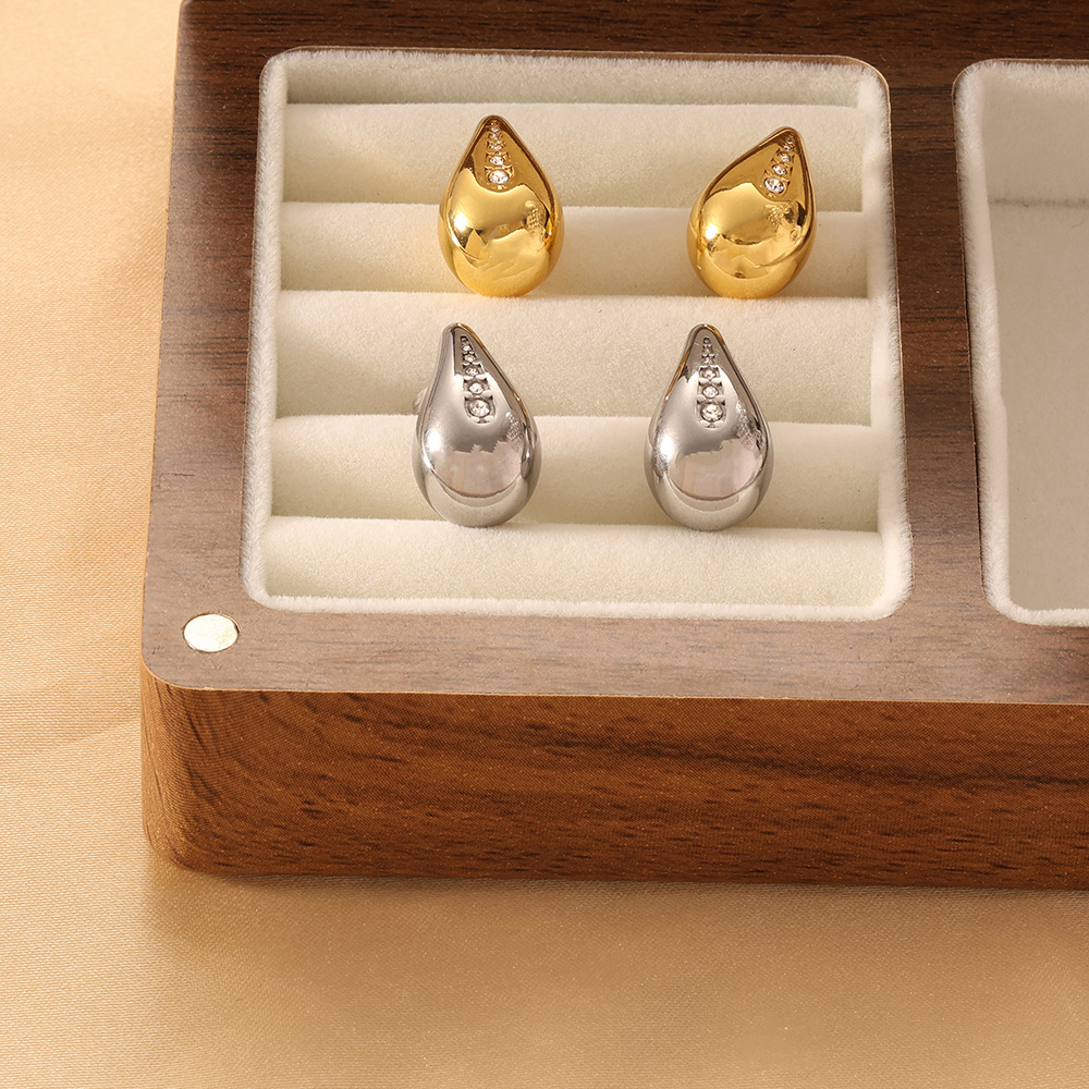 Fashionable trend stone inlay with zircon stainless steel