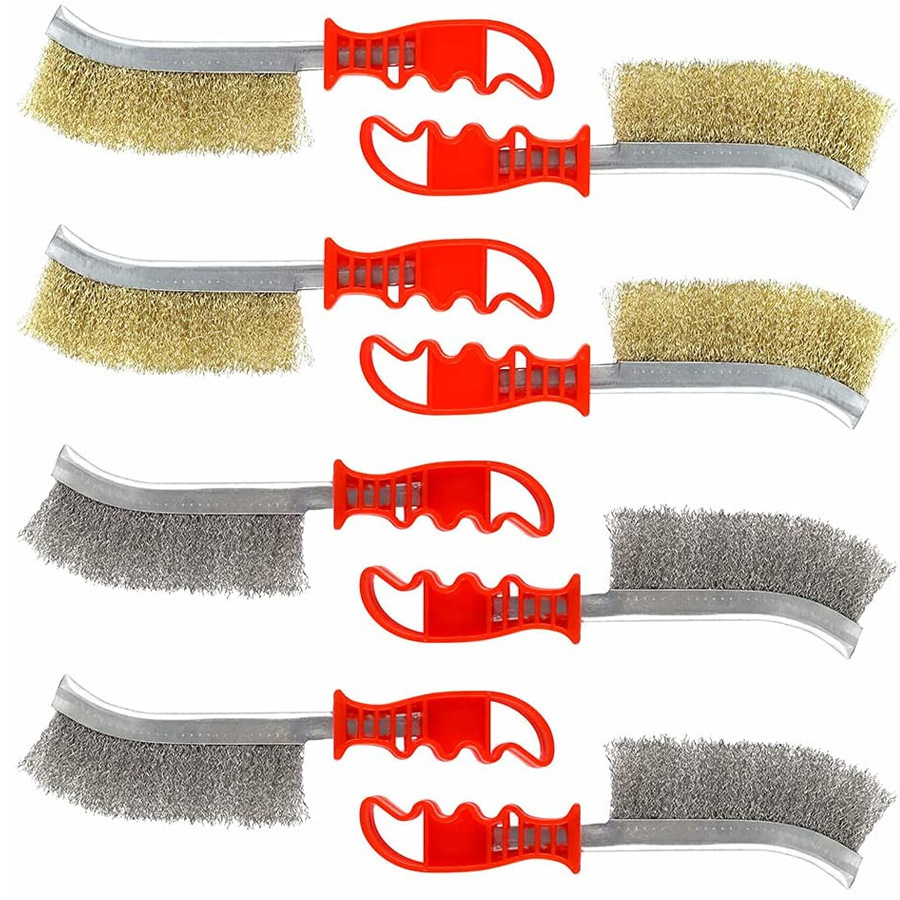 钢丝刷套装8件套金属钢丝刷除锈铜钢丝刷用于除锈抛光刮擦油漆
