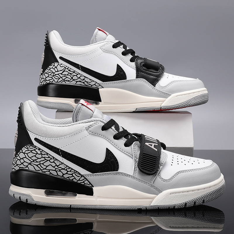 [Pu'Ian] Aj312 Men's Shoes Retro Black and Gray Low-Top Aj1 Official Flagship Store Spring Practical Basketball Shoes