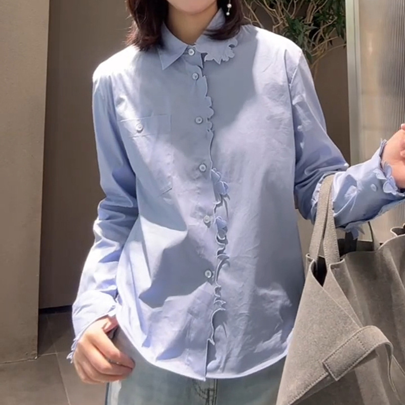 2026 Spring New Women's Fashion Simple Style Casual Shirt with Cut-Out Design Long Sleeve Blouse 5Q1214610