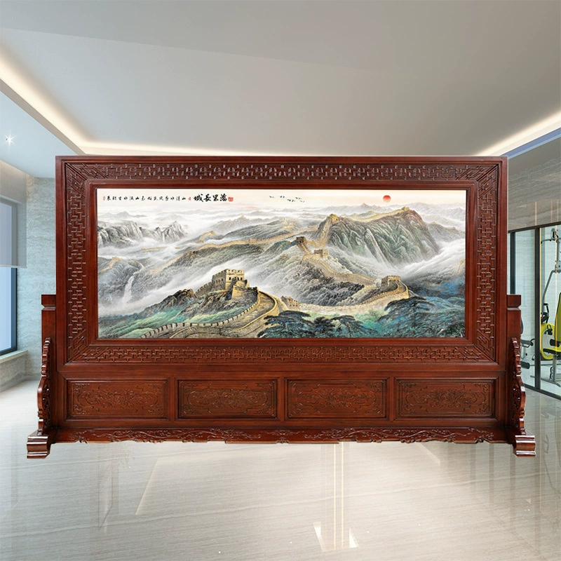 Новая резная перегородка из цельного дерева в китайском стиле для компании, квартиры, школы, входа в отель, набор напольных экранов с двусторонней росписью.