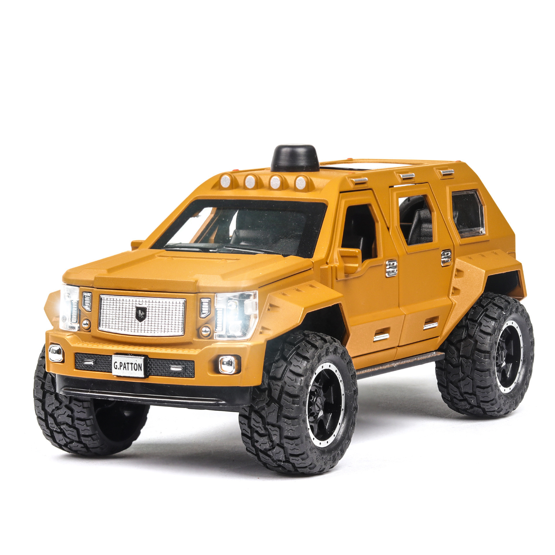 Coche de aleación modelo de coche 1:24 George Barton Puerta Abierta sonido y luz Tire hacia atrás juguete off-road música coche modelo decoración colección