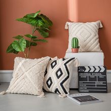 伊缦琪韵摩洛哥民族风簇绒流苏抱枕 跨境家居靠垫抱枕套不含芯