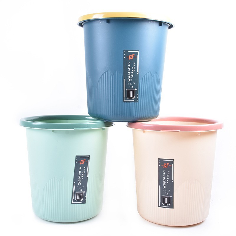 Casa cocina basura puede creativo presión anillo basura puede inodoro basura de plástico de almacenamiento de basura cesta de papel