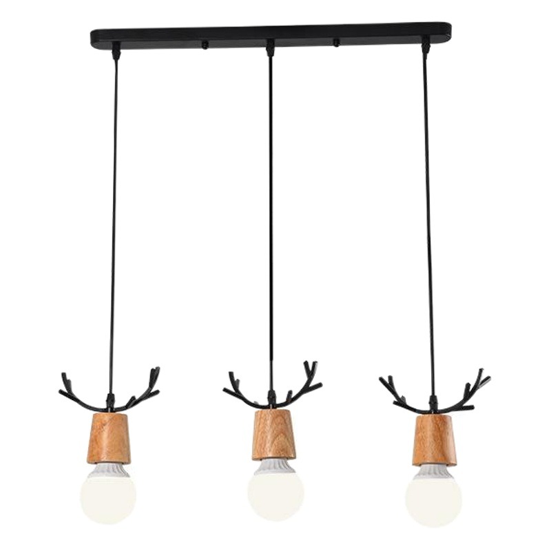 Nordic pequeña lámpara de araña comedor personalidad creativa de una sola cabeza macaron de madera asta simple moderna lámpara de sala de estar de tres cabezas