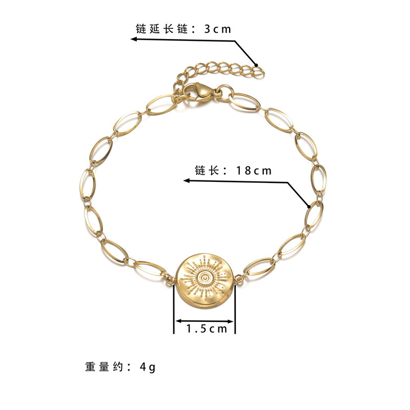 New Long O-chain Round Brand Eyes Stainless Steel Bracelet Female 14k Gold Hand Jewelry Accessories display picture 1