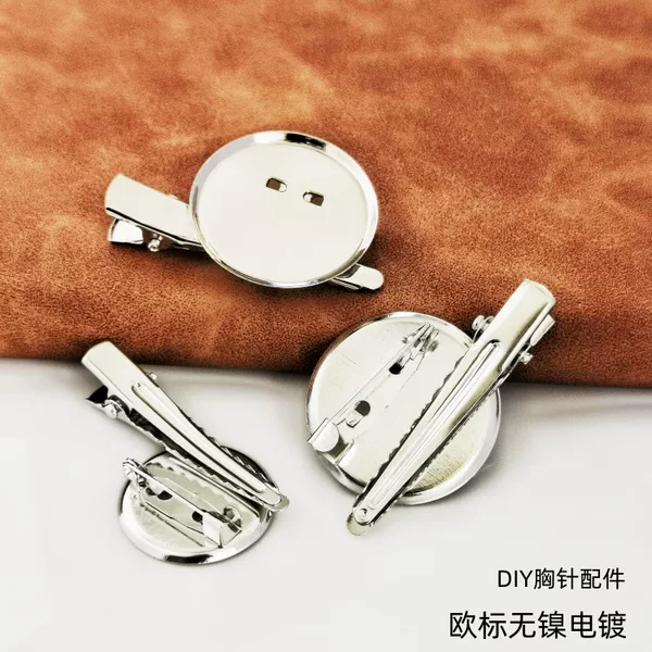 Wholesale DIY brooch accessories 30mm round bottom with clip double use disc needle for making corsage and decorative hat