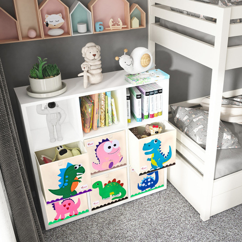 Wholesale Household Fabric Folding Plastic Storage Box Large Clothing Storage Box Cartoon Toy Storage Basket