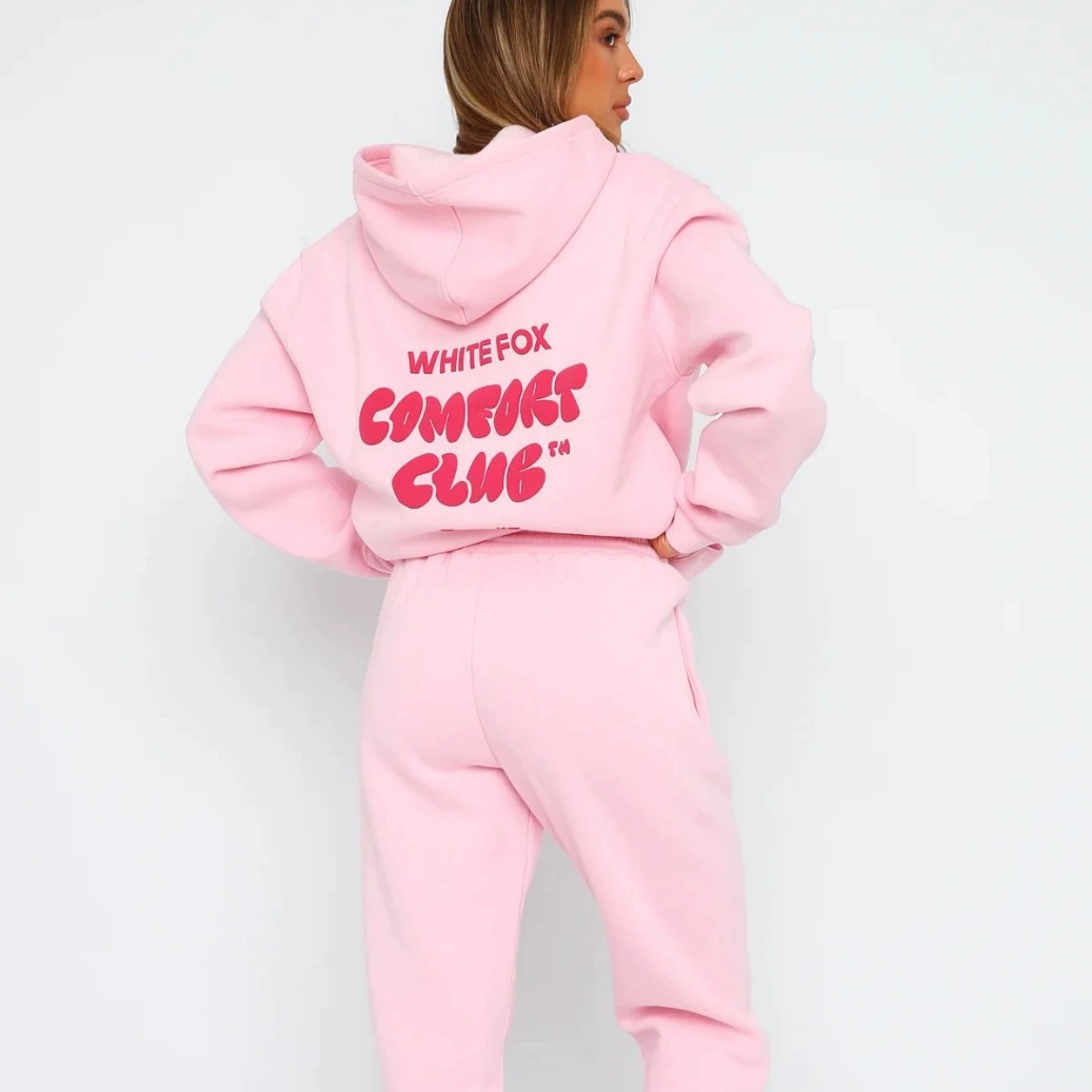 Новый женский спортивный костюм 2024 года в европейском и американском стиле, модный комплект из двух предметов: худи с длинным рукавом и логотипом, для весны и осени.