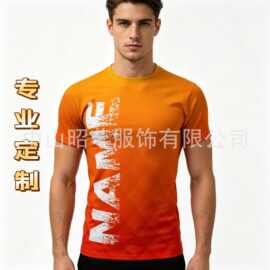 厂家定制外贸3D数码印男装速干短袖T恤热升华男休闲来图来样订做