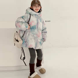 冬季中大女童棉衣冬装童装儿童新款棉服女孩加厚棉袄渐变洋气代发