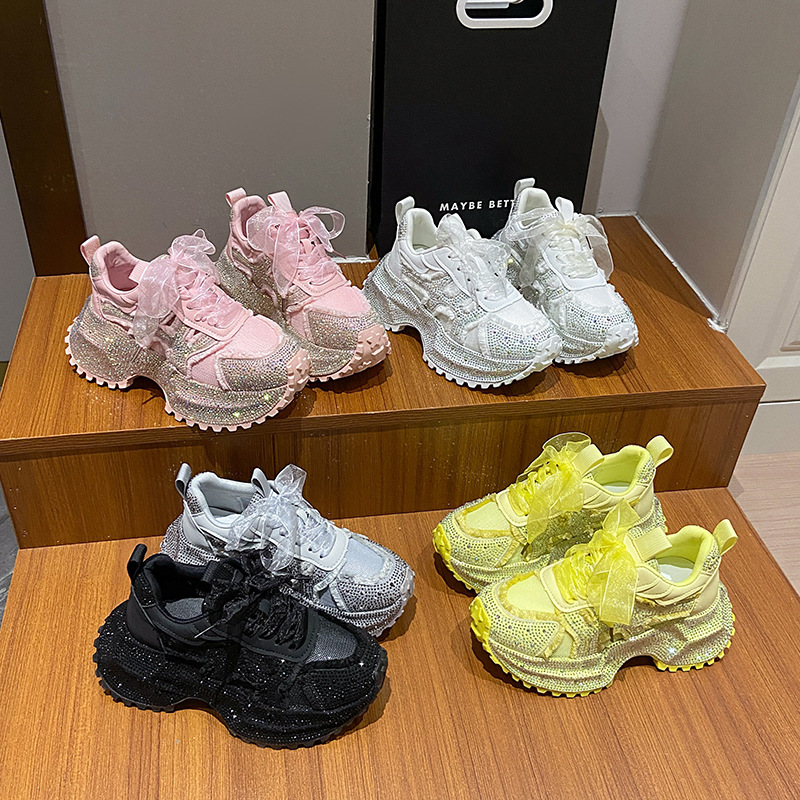 Cross-Border Foreign Trade Heavy-Duty Paris Rhinestone Starry Dad Shoes, Trendy Niche Mesh Breathable Sports Casual Shoes Cross-Border Foreign Trade Heavy-Duty Paris Rhinestone Starry Dad Shoes, Trendy Niche Mesh Breathable Sports Casual Shoes