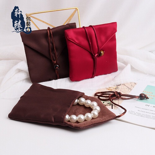 Pure Color Ancient Gold Storage Bag Gold Bracelet Jade Bead Jewelry Pouch Fabric Bag Packaging Bag Chinese Logo