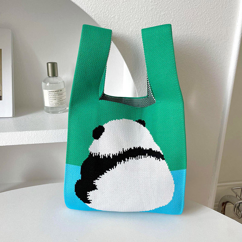 Bolsas de nicho de diseño de pandas lindos bolsas de mano de punto bolsas de mano estudiantes personalidad bolsas de brazo fábrica al por mayor