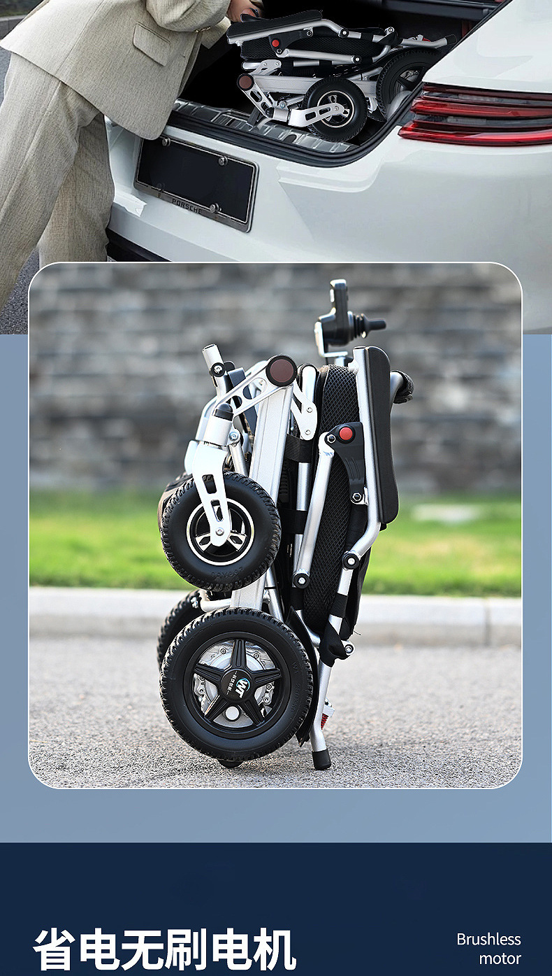 Billion Aluminum Alloy Folding Electric Wheelchair for the Elderly Lightweight Foldable Electric Scooter Wheelchair