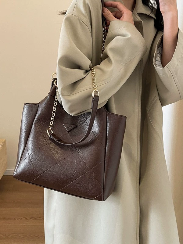 Retro universal shoulder bag, design one-shoulder bag with diamond pattern