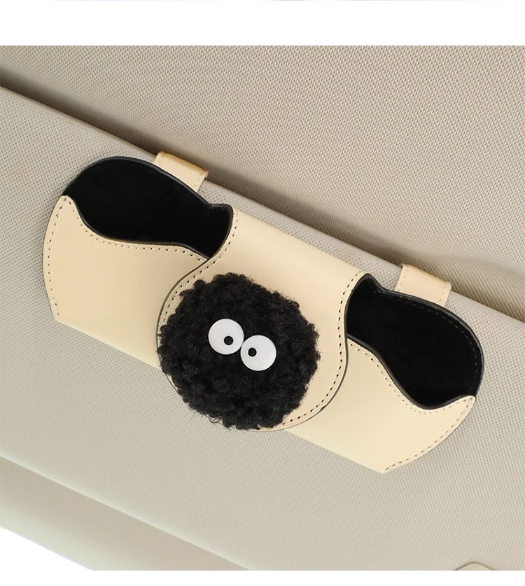 Car Glasses Clip Car Sun Visor Multifunctional Cute Small Coal Ball Sunglasses Clip Car Storage Box Storage Artifact