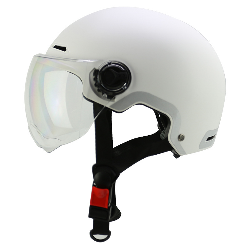 Universal New White Motorcycle Helmet 3C Certified Electric Vehicle Helmet (Motosiklet kaskı (dəbilqə)) - 3c-transparent-short-visor-matte-white-solid-color-l