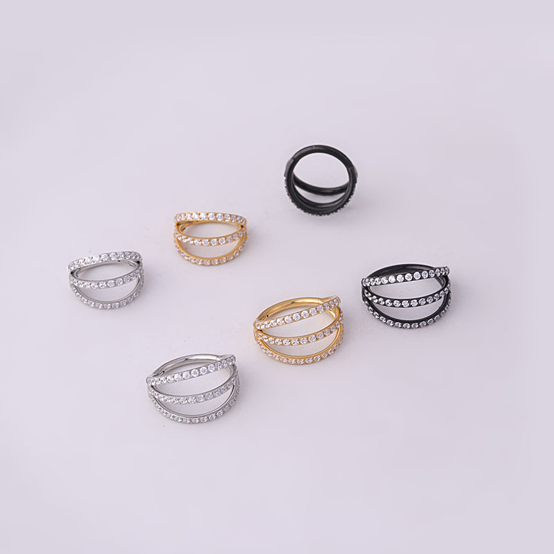 1 Piece Nose Rings & Studs Fashion Geometric 316L Stainless Steel Waterproof Non Tarnish Surgical Steel Zircon display picture 3