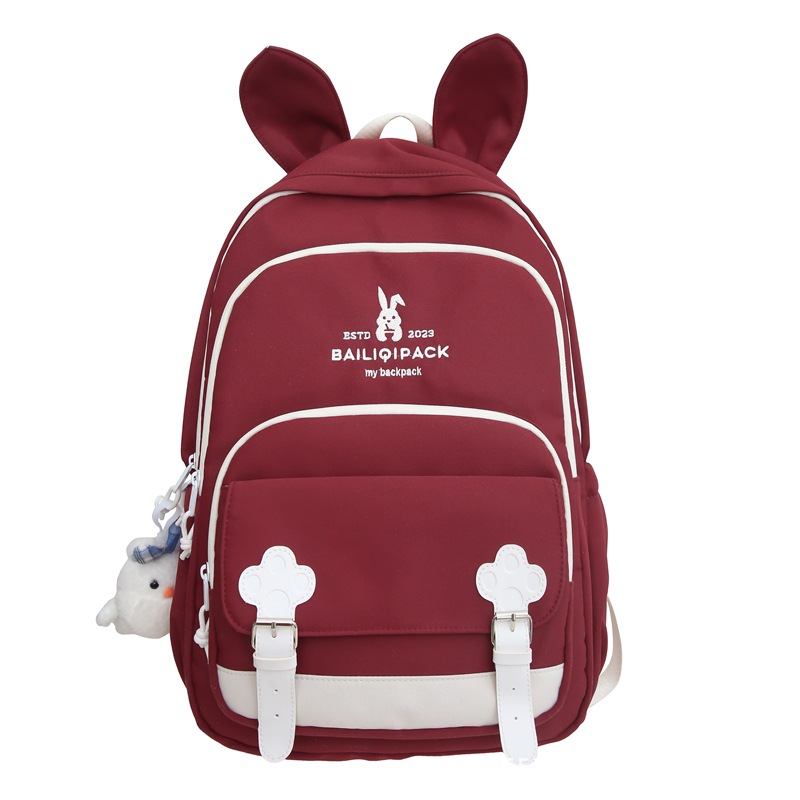 Student schoolbag middle school student college student girl cute rabbit ears large capacity travel bag wear-resistant backpack
