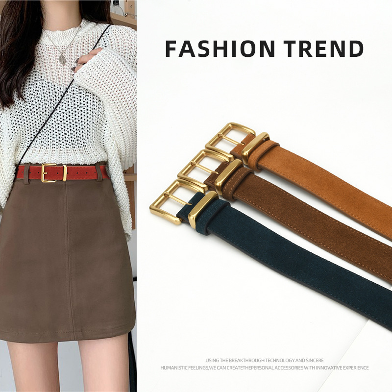 New Pin Buckle Belt Women Fashion Simple All-match dress Jeans Decorative Leather Frosted Belt Women Wholesale