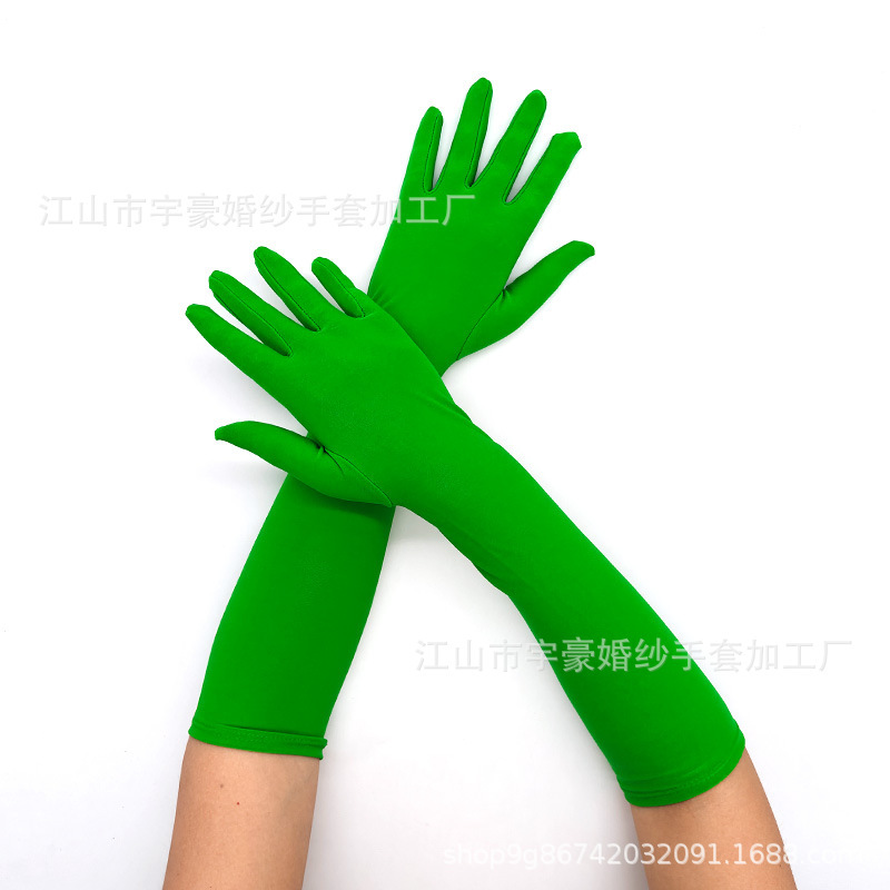 43厘米牛奶丝弹力舞台表演手套万圣节化妆派对服饰配饰礼服手套|undefined