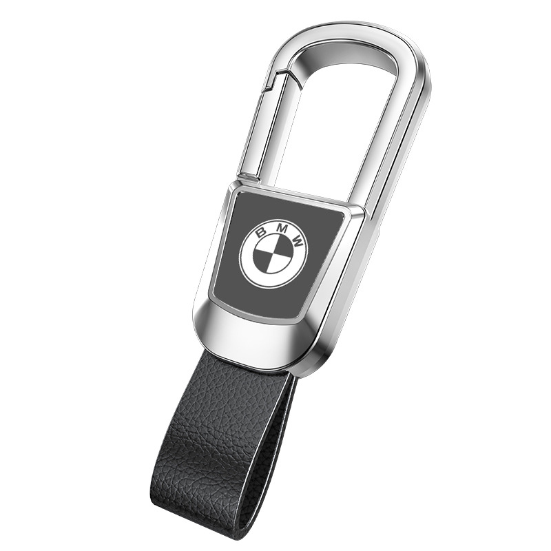 Letras creativas de los hombres de cuero de gama alta anti-perdido llavero coche de metal adecuado para varios modelos logotipo del coche grabado láser