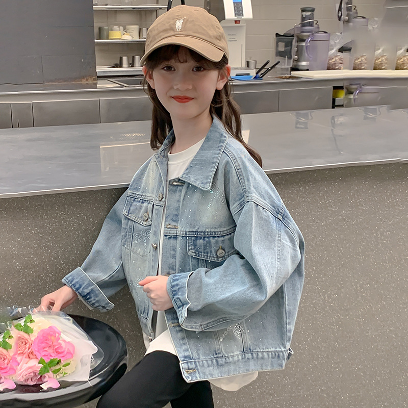 Uşaq üçün denim ceket, yazlıq, boş kəsim
