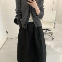 实拍韩国东大门女装简约百搭休闲设计感气质慵懒温柔宽松ins半身