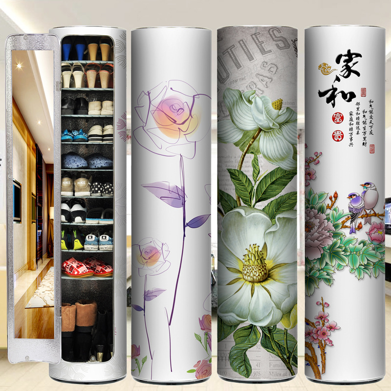 360-Degree Rotating Shoe Storage Cabinet, Round Shoe Rack, Multi-Layer Storage, Smart Sterilization, Household Use