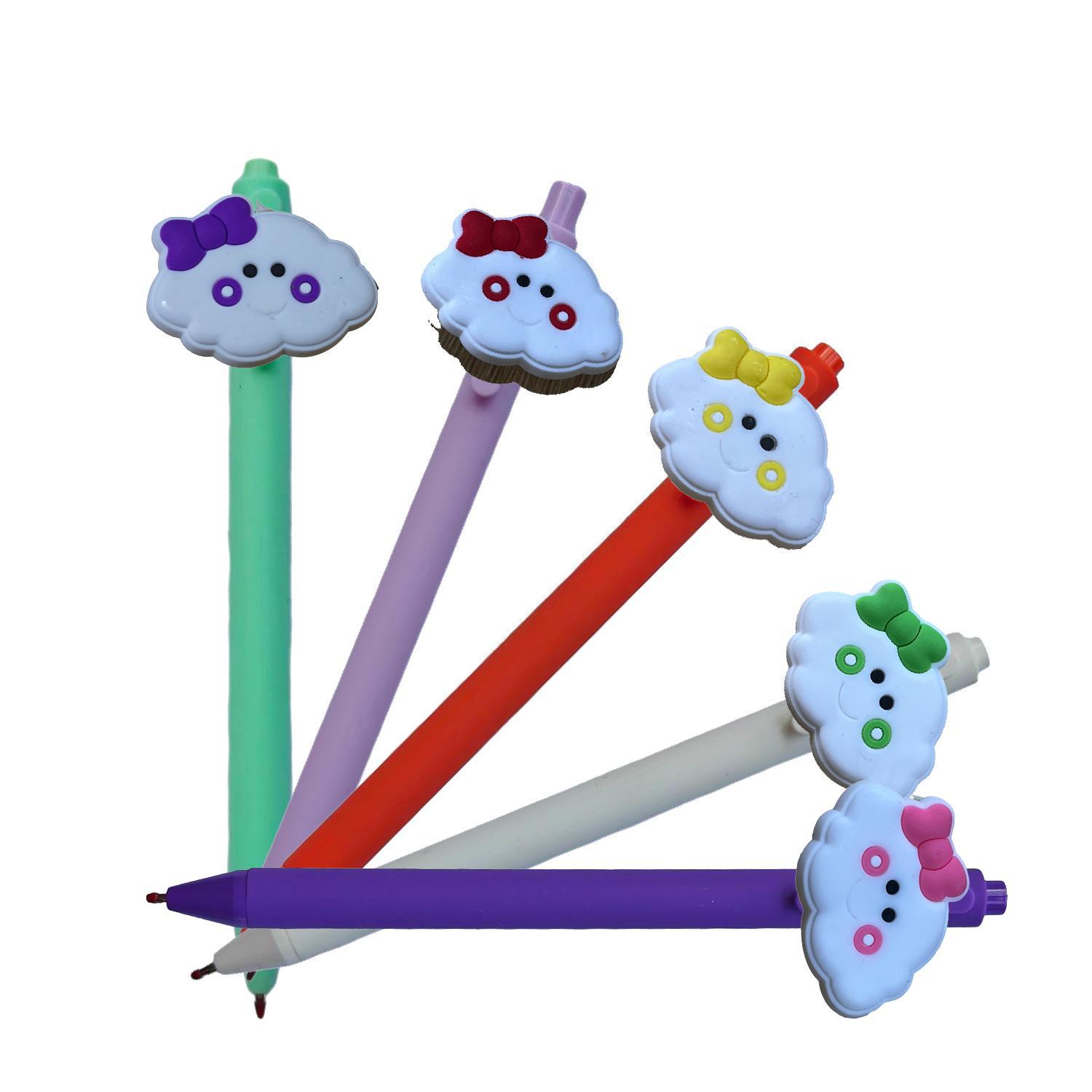 雲朵系列貼片中性筆筆芯按動彩色跨境電商筆桿可愛文具辦公d