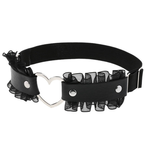 Harajuku's new soft girl PU leather peach heart love-shaped leg straps sexy lace graceful lace thigh ring garter belt