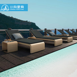 Outdoor Lounge Chair Courtyard Balcony Rattan Leisure Bed Beach Chair Swimming Pool Hot Spring Spa Club Rattan Lounge Chair