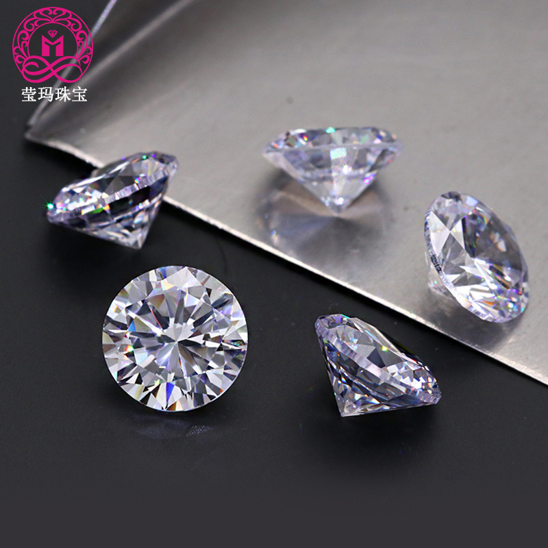 high quality photogenic 7A eight-heart eight-arrow zircon 0.7-6mm round pointed white synthetic gem CZ naked stone