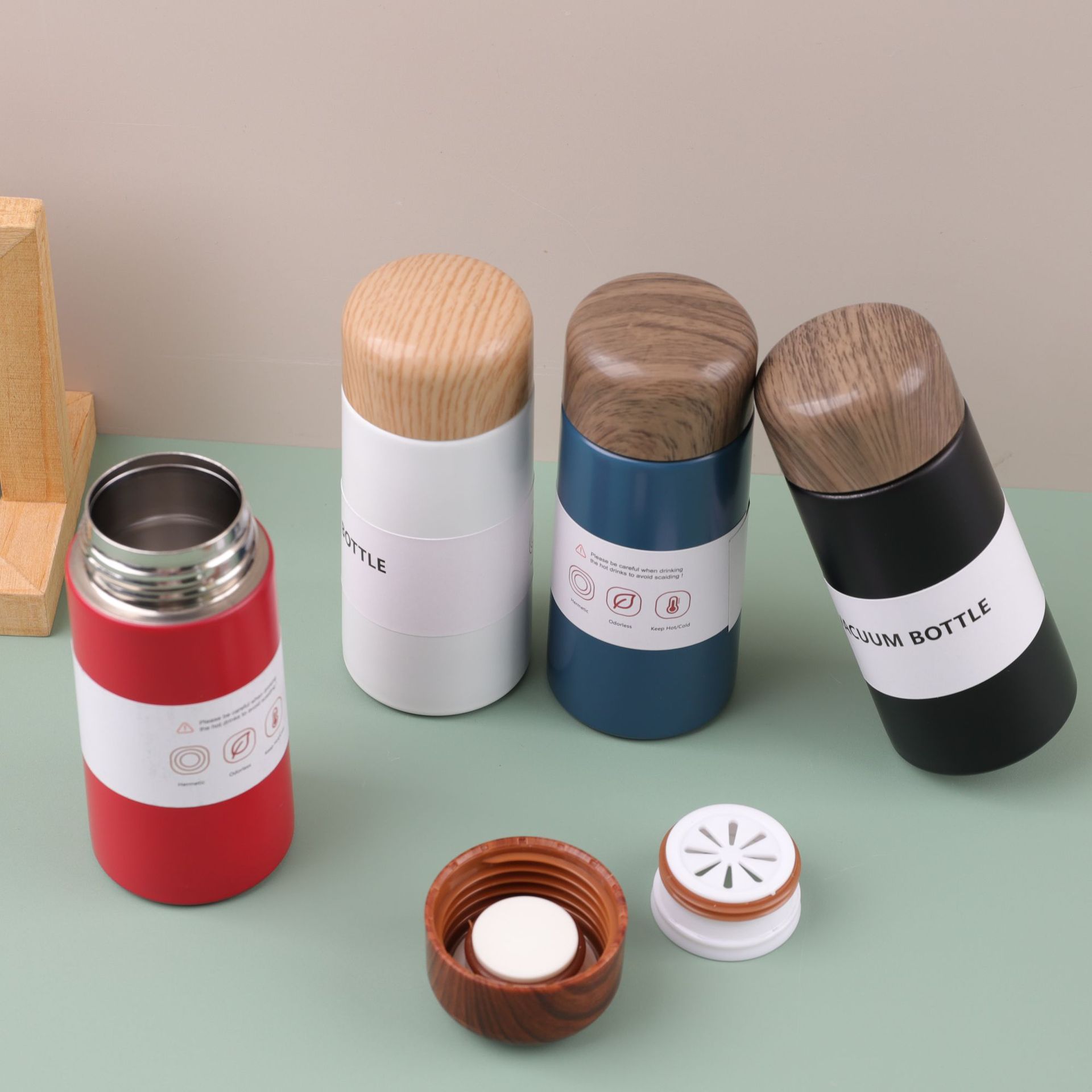 304 acero inoxidable mini taza de madera japonesa simple creativa taza de bolsillo portátil encantadora taza de regalo